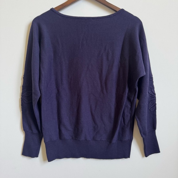 Chico's Purple Crew Neck Sweater with Textured Floral Design Size 0 (Small) NWT - Picture 2 of 10
